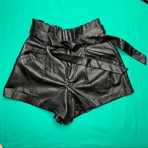 High-waisted pleather shorts, size M/L.
